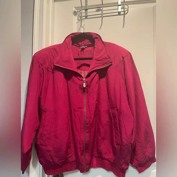 Vintage‎ Fuda Jacket shell is 100% silk size L pink - Picture 1 of 4